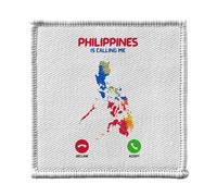 Ecusson Thermocollant Vetement 7x7cm - Philippines Is Calling Me Map Asia Island - Patch a Repasser pour Reparation ou Customisation T-shirt Sac Jeans Imprime en France