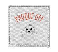 Ecusson Thermocollant Vetement 7x7cm - Phoque Off Jeu de Mot Humour Animaux - Patch a Repasser pour Reparation ou Customisation T-shirt Sac Jeans Imprime en France