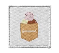 Ecusson Thermocollant Vetement 7x7cm - Poche Surprise Gourmand Glace Illustration Dessert - Patch a Repasser pour Reparation ou Customisation T-shirt Sac Jeans Imprime en France