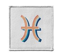 Ecusson Thermocollant Vetement 7x7cm - Poissons Signe astrologie Zodiaque Astres Métaphore Symbole Figure Allegorie - Patch a Repasser pour Reparation ou Customisation T-shirt Sac Jeans Imprime en
