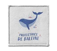Ecusson Thermocollant Vetement 7x7cm - Protectrice de Baleine Mer Ocean Ecologie - Patch a Repasser pour Reparation ou Customisation T-shirt Sac Jeans Imprime en France