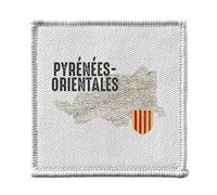 Ecusson Thermocollant Vetement 7x7cm - Pyrénées Orientales 66 Département Perpignan Carte Ancienne - Patch a Repasser pour Reparation ou Customisation T-shirt Sac Jeans Imprime en France