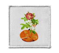 Ecusson Thermocollant Vetement 7x7cm - Renard Floral Botanique Collage Nature Fleurs Vintage Illustration Rose Streetwear Zoomer - Patch a Repasser pour Reparation ou Customisation T-shirt Sac Jeans