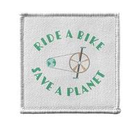 Ecusson Thermocollant Vetement 7x7cm - Ride a Bike Save a Planet Vélo Vert Ecologie - Patch Repasser pour Reparation ou Customisation T-shirt Sac Jeans Imprime en France