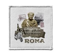 Ecusson Thermocollant Vetement 7x7cm - Roma Vintage Rome Voyage Histoire Tourisme - Patch a Repasser pour Reparation ou Customisation T-shirt Sac Jeans Imprime en France