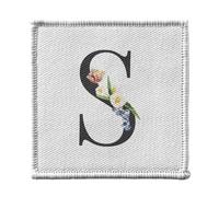 Ecusson Thermocollant Vetement 7x7cm - S Sylvia Stéphanie Sarah Sophie Lettre Alphabet Prénom Fleurs - Patch a Repasser pour Reparation ou Customisation T-shirt Sac Jeans Imprime en France