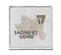 Ecusson Thermocollant Vetement 7x7cm - Saone et Loire 71 Departement Macon Carte Ancienne - Patch a Repasser pour Reparation ou Customisation T-shirt Sac Jeans Imprime en France