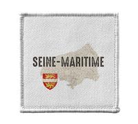 Ecusson Thermocollant Vetement 7x7cm - Seine Maritime 76 Département Carte Ancienne Rouen - Patch a Repasser pour Reparation ou Customisation T-shirt Sac Jeans Imprime en France