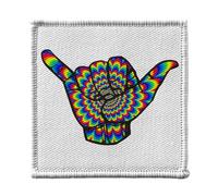 Ecusson Thermocollant Vetement 7x7cm - Shaka Illusion D'optique Hippie Psychedelique 70's Couleurs - Patch a Repasser pour Reparation ou Customisation T-shirt Sac Jeans Imprime en France