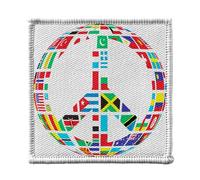 Ecusson Thermocollant Vetement 7x7cm - Signe Paix Drapeaux du Monde Hippie Couleurs - Patch a Repasser pour Reparation ou Customisation T-shirt Sac Jeans Imprime en France