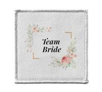 Ecusson Thermocollant Vetement 7x7cm - Team Bride Wedding Bride Floral Frame - Patch a Repasser pour Reparation ou Customisation T-shirt Sac Jeans Imprime en France