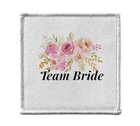 Ecusson Thermocollant Vetement 7x7cm - Team Bride Wedding Bride Watercolor Bouquet - Patch a Repasser pour Reparation ou Customisation T-shirt Sac Jeans Imprime en France