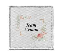 Ecusson Thermocollant Vetement 7x7cm - Team Groom Wedding Bride Floral Setting - Patch a Repasser pour Reparation ou Customisation T-shirt Sac Jeans Imprime en France