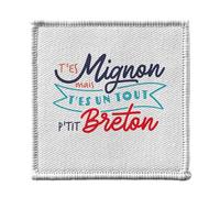 Ecusson Thermocollant Vetement 7x7cm - T'es Mignon mais t'es un tout p'tit Breton Film Tour Montparnasse - Patch a Repasser pour Reparation ou Customisation T-shirt Sac Jeans Imprime en France