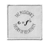 Ecusson Thermocollant Vetement 7x7cm - The Musician's Theory of Relativity Music Musician Instrument - Patch a Repasser pour Reparation ou Customisation T-shirt Sac Jeans Imprime en France