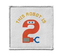 Ecusson Thermocollant Vetement 7x7cm - This Robot is 2 Celebration Birthday Party Gift Mechanic Machine - Patch a Repasser pour Reparation ou Customisation T-shirt Sac Jeans Imprime en France