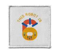 Ecusson Thermocollant Vetement 7x7cm - This Robot is 6 Celebration Birthday Party Gift Mechanic Machine - Patch a Repasser pour Reparation ou Customisation T-shirt Sac Jeans Imprime en France