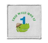Ecusson Thermocollant Vetement 7x7cm - This Wild One is 1 Celebration Birthday Party Gift Safari Animals - Patch a Repasser pour Reparation ou Customisation T-shirt Sac Jeans Imprime en France