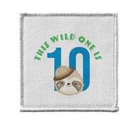Ecusson Thermocollant Vetement 7x7cm - This Wild One is 10 Celebration Birthday Party Gift Safari Animals - Patch a Repasser pour Reparation ou Customisation T-shirt Sac Jeans Imprime en France