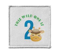 Ecusson Thermocollant Vetement 7x7cm - This Wild One is 2 Celebration Birthday Party Gift Safari Animals - Patch a Repasser pour Reparation ou Customisation T-shirt Sac Jeans Imprime en France