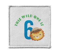 Ecusson Thermocollant Vetement 7x7cm - This Wild One is 6 Celebration Birthday Party Gift Safari Animals - Patch a Repasser pour Reparation ou Customisation T-shirt Sac Jeans Imprime en France