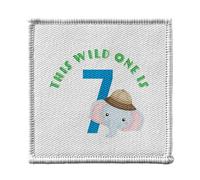 Ecusson Thermocollant Vetement 7x7cm - This Wild One is 7 Celebration Birthday Party Gift Safari Animals - Patch a Repasser pour Reparation ou Customisation T-shirt Sac Jeans Imprime en France