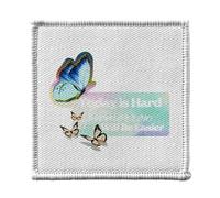 Ecusson Thermocollant Vetement 7x7cm - Today is Hard Tomorrow will be Easier Collage Vintage Illustration Art Humour Papillon - Patch a Repasser pour Reparation ou Customisation T-shirt Sac Jeans