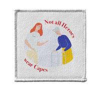 Ecusson Thermocollant Vetement 7x7cm - True Heroes - Caregiver Health Job Patch a Repasser pour Reparation ou Customisation T-shirt Sac Jeans Imprime en France