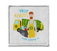 Ecusson Thermocollant Vetement 7x7cm - True Heroes - Garbage Man Environment Job Heroes Patch a Repasser pour Reparation ou Customisation T-shirt Sac Jeans Imprime en France