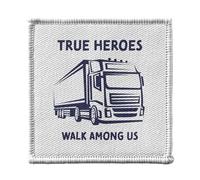 Ecusson Thermocollant Vetement 7x7cm - True Heroes - Trucker Passion Job Patch a Repasser pour Reparation ou Customisation T-shirt Sac Jeans Imprime en France