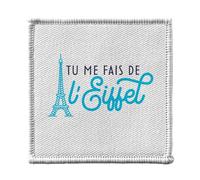 Ecusson Thermocollant Vetement 7x7cm - Tu me fais de l'Eiffel Paris Amour France Jeu de Mot - Patch a Repasser pour Reparation ou Customisation T-shirt Sac Jeans Imprime en France