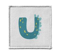 Ecusson Thermocollant Vetement 7x7cm - U Ulrich Ulysse Lettre Prénom Dinosaure Dessin Enfant - Patch a Repasser pour Reparation ou Customisation T-shirt Sac Jeans Imprime en France