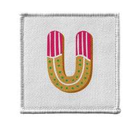 Ecusson Thermocollant Vetement 7x7cm - U Ulysse Urielle Lettre Alphabet Prénom Noel Enfant - Patch a Repasser pour Reparation ou Customisation T-shirt Sac Jeans Imprime en France