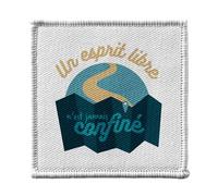 Ecusson Thermocollant Vetement 7x7cm - Un Esprit Libre n'est Jamais Confiné Aventure - Patch a Repasser pour Reparation ou Customisation T-shirt Sac Jeans Imprime en France
