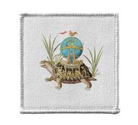 Ecusson Thermocollant Vetement 7x7cm - Vaisseau Tortue Collage Art Surréalisme Jules Verne Fantastique - Patch a Repasser pour Reparation ou Customisation T-shirt Sac Jeans Imprime en France