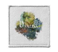 Ecusson Thermocollant Vetement 7x7cm - Van Gogh Signature Peintre Impressioniste Célèbre Peintre Artiste Portrait - Patch a Repasser pour Reparation ou Customisation T-shirt Sac Jeans Imprime en