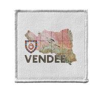 Ecusson Thermocollant Vetement 7x7cm - Vendée 85 Departement La Roche sur Yon Carte Ancienne - Patch a Repasser pour Reparation ou Customisation T-shirt Sac Jeans Imprime en France