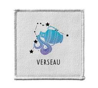 Ecusson Thermocollant Vetement 7x7cm - Verseau Signe Astrologie Prevision Stellaire Céleste Solaire Sideral Etoile - Patch a Repasser pour Reparation ou Customisation T-shirt Sac Jeans Imprime en