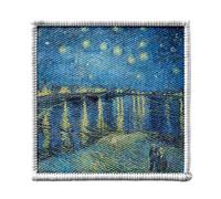 Ecusson Thermocollant Vetement 7x7cm - Vincent van Gogh Nuit Etoilée sur le Rhone Peinture Art - Patch a Repasser pour Reparation ou Customisation T-shirt Sac Jeans Imprime en France