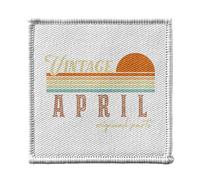 Ecusson Thermocollant Vetement 7x7cm - Vintage Original Parts April Anniversaire Celebration Cadeau Anglais Retro Vintage Mois - Patch a Repasser pour Reparation ou Customisation T-shirt Sac Jeans