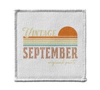 Ecusson Thermocollant Vetement 7x7cm - Vintage Original Parts September Anniversaire Celebration Cadeau Anglais Retro Vintage Mois - Patch a Repasser pour Reparation ou Customisation T-shirt Sac