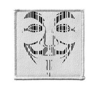 Ecusson Thermocollant Vetement 7x7cm - Visage Anonymous Noir Strié - Patch a Repasser pour Reparation ou Customisation T-shirt Sac Jeans Imprime en France