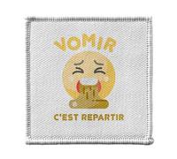 Ecusson Thermocollant Vetement 7x7cm - Vomir C'est Repartir Soirée Apéro Fête Alcool - Patch a Repasser pour Reparation ou Customisation T-shirt Sac Jeans Imprime en France