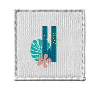 Ecusson Thermocollant Vetement 7x7cm - W Wendy Wanda Lettre Prénom Fleurs Tropicale Exotique - Patch a Repasser pour Reparation ou Customisation T-shirt Sac Jeans Imprime en France