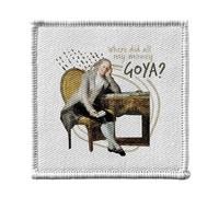 Ecusson Thermocollant Vetement 7x7cm - Where did all my money Goya Jeu de Mot Humour Art - Patch a Repasser pour Reparation ou Customisation T-shirt Sac Jeans Imprime en France