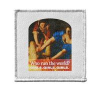Ecusson Thermocollant Vetement 7x7cm - Who Run The World Girl Collage Vintage Illustration Art Humour Parodie Meme - Patch a Repasser pour Reparation ou Customisation T-shirt Sac Jeans Imprime en