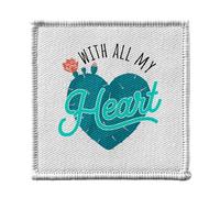 Ecusson Thermocollant Vetement 7x7cm - With All My Heart Plants Cactus Desert - Patch a Repasser pour Reparation ou Customisation T-shirt Sac Jeans Imprime en France