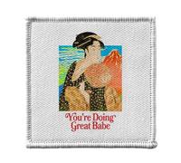 Ecusson Thermocollant Vetement 7x7cm - You're Doing Great Babe Collage Vintage Illustration Art Humour Parodie Geisha Japonaise Meme Millenials Zoomer - Patch a Repasser pour Reparation ou