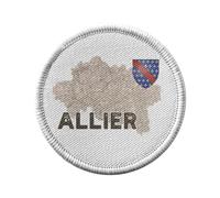 Ecusson Thermocollant Vetement Rond 7cm - Allier 03 Departement Laon Carte Ancienne Hauts de France - Patch a Repasser pour Reparation ou Customisation T-shirt Sac Jeans Imprime en France