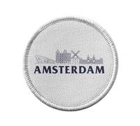 Ecusson Thermocollant Vetement Rond 7cm - Amsterdam Minimalist Voyage Pays-Bas Tourisme - Patch a Repasser pour Reparation ou Customisation T-shirt Sac Jeans Imprime en France